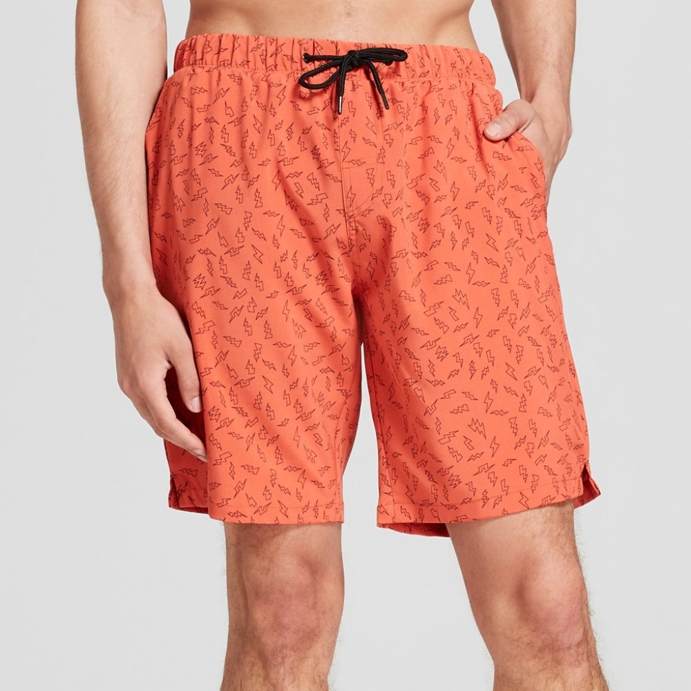 No Retreat Lightning Bolt Swim Trunks In Orange Size M New With Tags